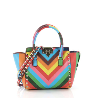 Valentino 1973 Rockstud Tote Rigid Leather Mini Red 376783