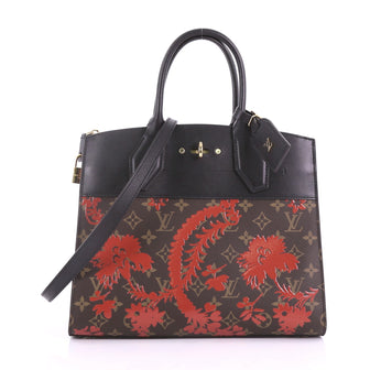 Louis Vuitton City Steamer Handbag Limited Edition Blossom Monogram Canvas and Leather MM Brown 37690/10