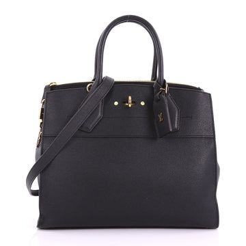 Louis Vuitton City Steamer Handbag Leather MM Black 3769016