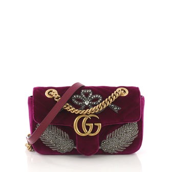 Gucci GG Marmont Flap Bag Embellished Matelasse Velvet 3769032