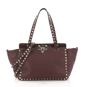 Valentino Rockstud Tote Soft Leather Small Purple 3769033