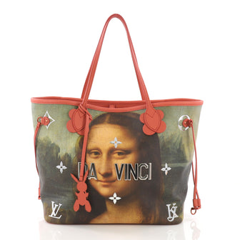 Louis Vuitton Model: Neverfull NM Tote Limited Edition Jeff Koons Da Vinci Print Canvas MM Pink 37690/37