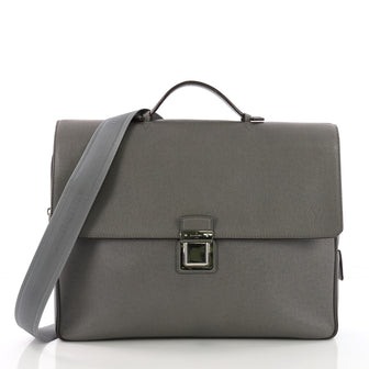 Louis Vuitton Vassili Handbag Taiga Leather PM Gray 376943