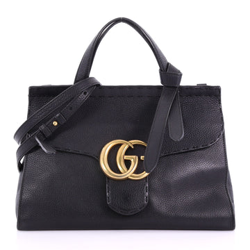 Gucci GG Marmont Top Handle Bag Leather Small Black 376971