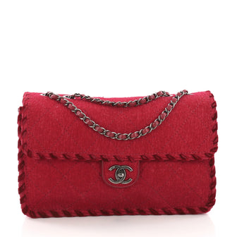 Chanel Fancy Flap Bag Quilted Felt Jumbo Red 376981