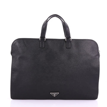 Prada Travel Briefcase Saffiano Leather Black 377003