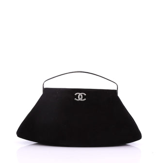 Chanel Vintage CC Frame Clutch Suede Medium 37708108