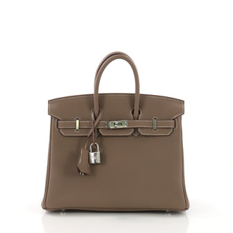 Hermes Birkin Handbag Brown Togo with Palladium Hardware 25