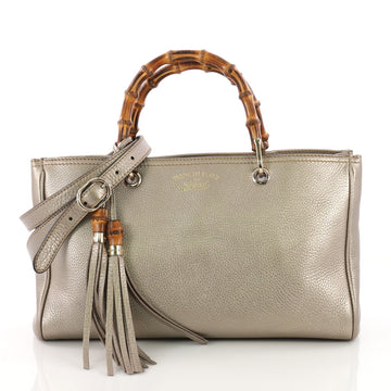 Gucci Bamboo Shopper Tote Leather Medium Silver 3770827