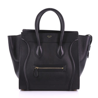 Celine Luggage Handbag Smooth Leather Micro Black 3770839