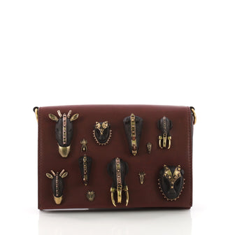 Valentino Tribal Flap Bag Embellished Leather Small Purple 3770859