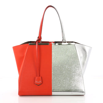 Fendi Bicolor 3Jours Handbag Leather Large Orange 377085