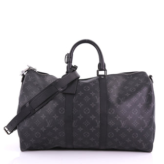 Louis Vuitton Model: Keepall Bandouliere Bag Monogram Eclipse Canvas Black 45