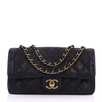 Chanel Graphic Flap Bag Quilted Calfskin Medium Black 3770886