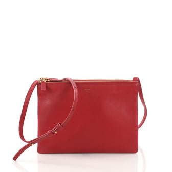 Celine Trio Crossbody Bag Leather Large Red 3770899