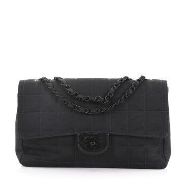 Chanel Travel Line Flap Bag Nylon Medium Black 377101
