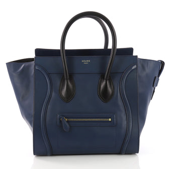 Celine Bicolor Luggage Handbag Leather Mini Blue 377145