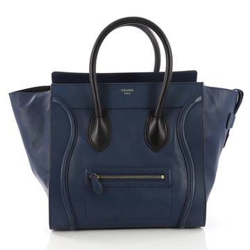 Celine Bicolor Luggage Handbag Leather Mini Blue 377145