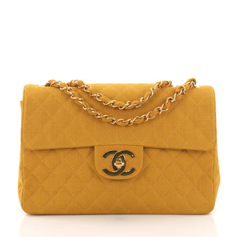 Chanel Vintage Classic Single Flap Bag Quilted Coated Canvas Maxi 377183