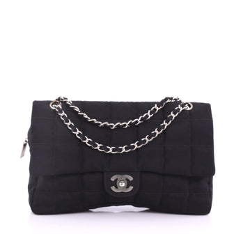 Chanel Chocolate Bar Camera Flap Bag Quilted Nylon Medium 377186