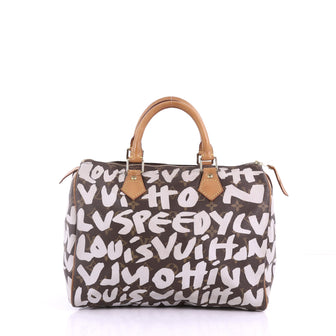Louis Vuitton Model: Speedy Handbag Limited Edition Monogram Graffiti Canvas 30  Brown 37719/22