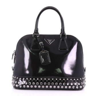 Prada Promenade Handbag Embellished Spazzolato Leather 377278