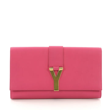 Saint Laurent Chyc Clutch Leather Pink 377302