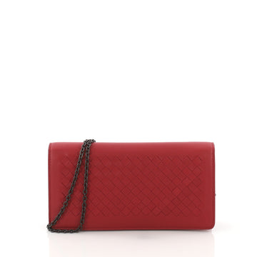 Bottega Veneta Wallet on Chain Intrecciato Nappa Red 3773702