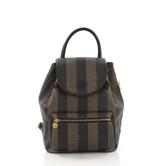 Fendi Pequin Front Pocket Backpack Coated Canvas Medium Brown 377398