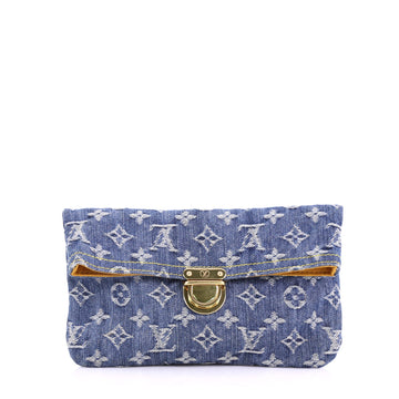 Louis Vuitton Plate Clutch Denim Blue 377421