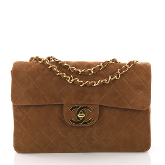 Chanel Vintage Classic Single Flap Bag Quilted Suede 3774711