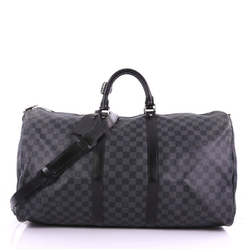 Louis Vuitton Keepall Bandouliere Bag Damier Graphite 55 377477