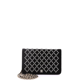 Chanel Wallet on Chain Pearl Embellished Velvet Black 3774813