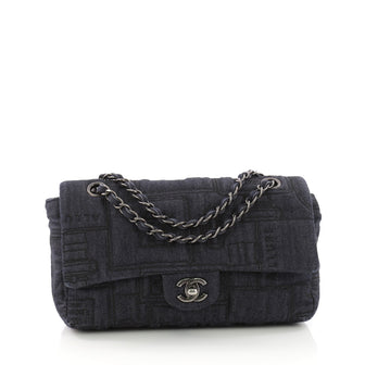 Classic Flap Bag Embroidered Denim Medium