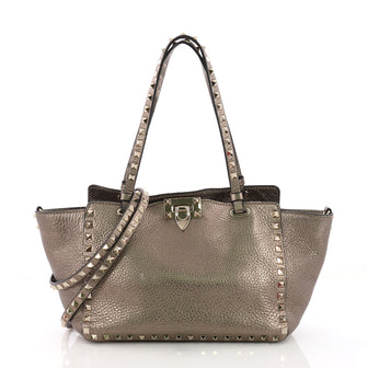 Valentino Rockstud Tote Soft Leather Small Gold 377483