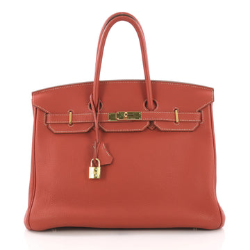 Hermes Birkin Handbag Red Togo with Gold Hardware 35 Red 377631