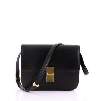 Celine Classic Box Bag Smooth Leather Medium Black 377661