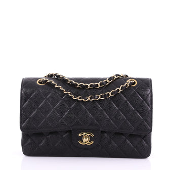Chanel Vintage Classic Double Flap Bag Quilted Caviar 377681