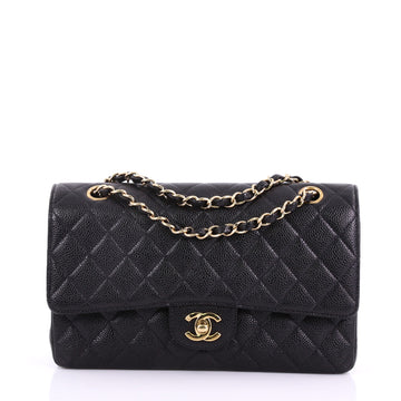 Chanel Vintage Classic Double Flap Bag Quilted Caviar 377681