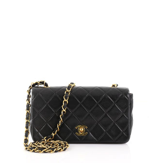 Chanel Vintage Full Flap Bag Quilted Lambskin Mini 377751