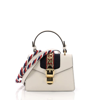 Gucci Sylvie Top Handle Bag Leather Mini White 377821