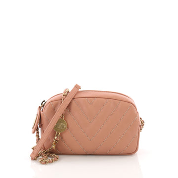 Chanel Medallion Charm Camera Bag Chevron Calfskin Mini 377831