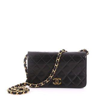 Chanel Vintage Full Flap Bag Quilted Lambskin Mini 377852