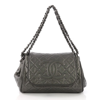 Chanel Timeless Accordion Flap Bag Quilted Caviar Gray 378063