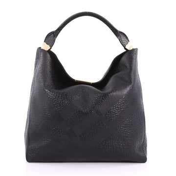 Burberry Lindburn Hobo Check Embossed Leather Medium 378161