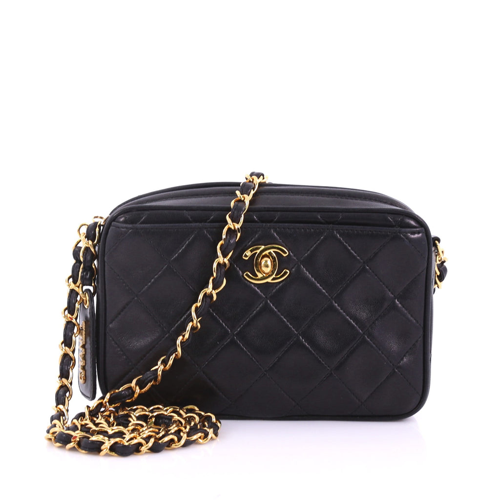 Pre-Owned Chanel CC Flap Camera Bag GHW Lambskin Black 