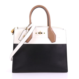 Louis Vuitton City Steamer Handbag Leather MM Black 3782915