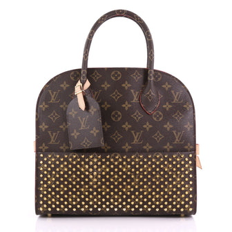 Louis Vuitton Limited Edition Christian Louboutin Shopping Bag Calf Hair and Monogram Canvas Brown 3782930