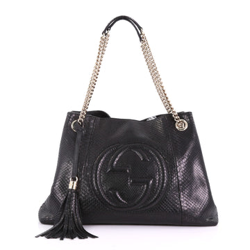 Gucci Soho Chain Strap Shoulder Bag Python Medium Black 3782956