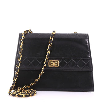 Chanel Vintage Trapezoid CC Flap Bag Leather Small Black 378296
